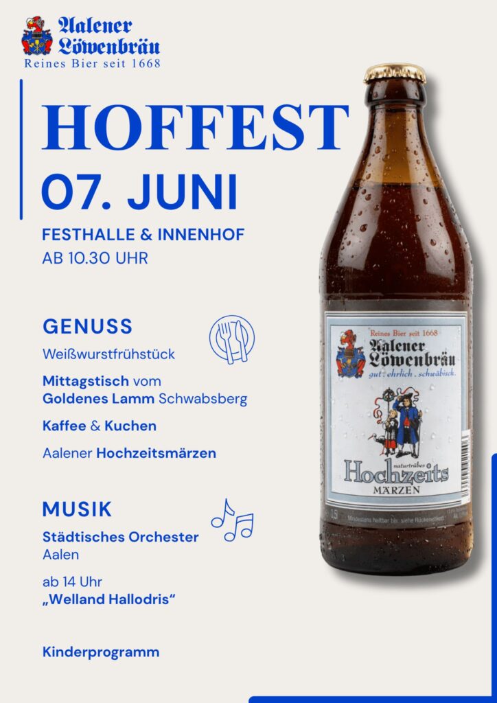 Am 07. Juni findet unser Hoffest statt. Sie sind gerne eingeladen.